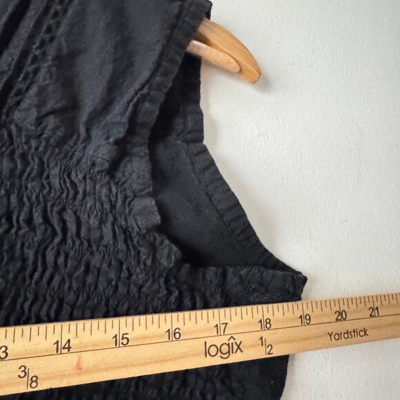 Peruvian Peflection Shirt Womens 2XL Black Lace Up Smocked Embroidered Grunge - Picture 6 of 7